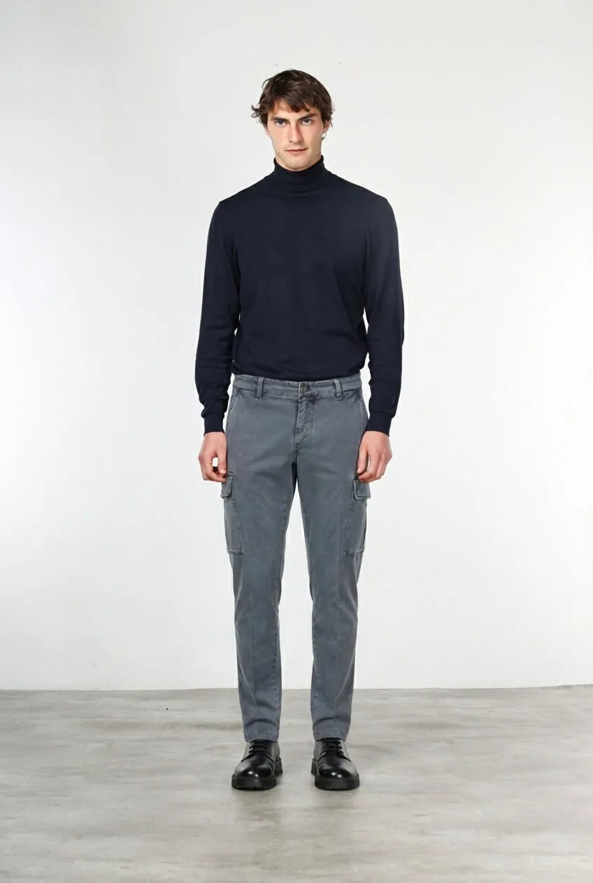 Mason's Chile pantalone cargo uomo gabardina grigio scuro slim