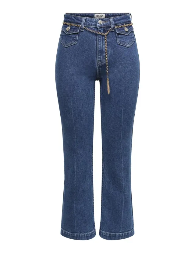 ONLY Onlemily HW Crop Flare Belt DNM Mae jeans 30W/32L