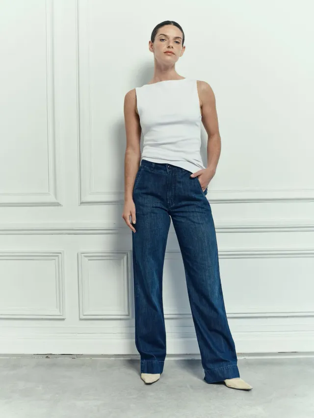 Acquaverde Paltrow Long jeans hand brushed vita alta
