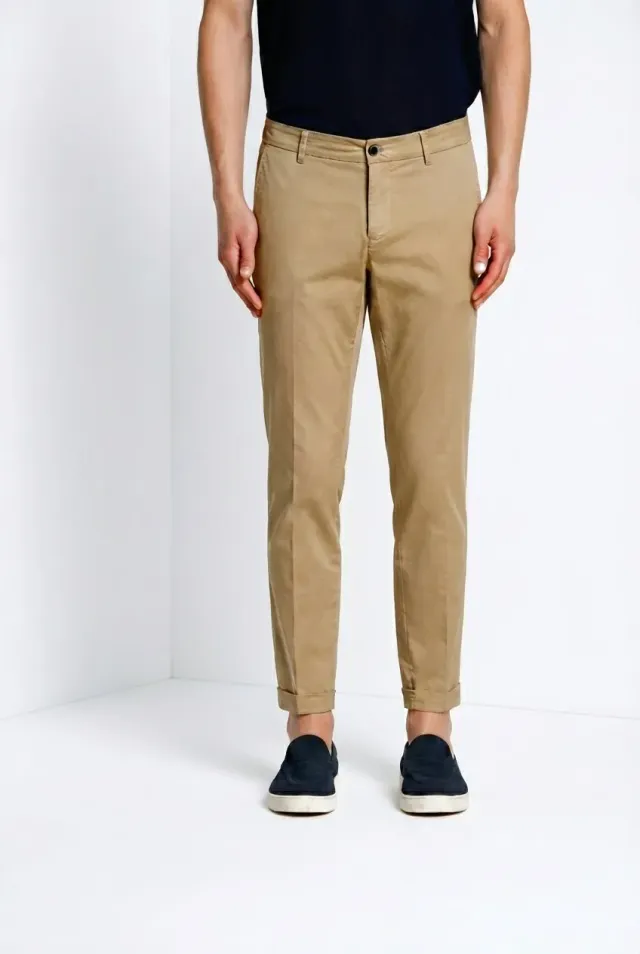 Mason's Milano pantalone chino uomo beige gabardina extra slim
