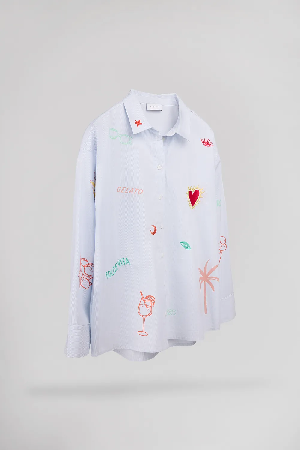 Teddy Smith C-Lyra camicia blu nuvoloso oversize