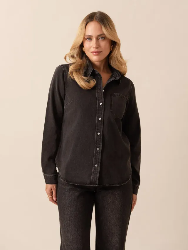 Oraije Celia camicia denim grigia oversize premium