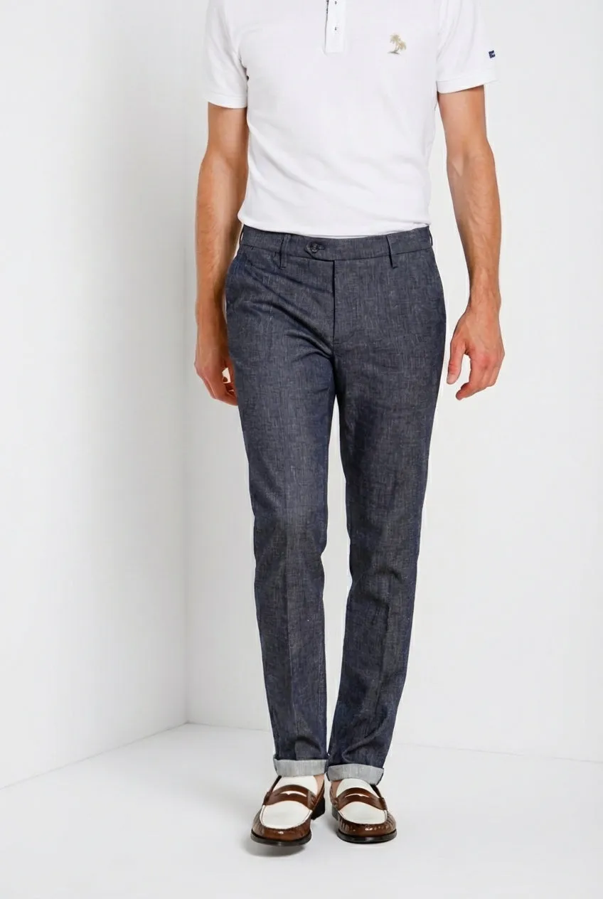 Mason's Milano pantalone chino denim blu extra slim