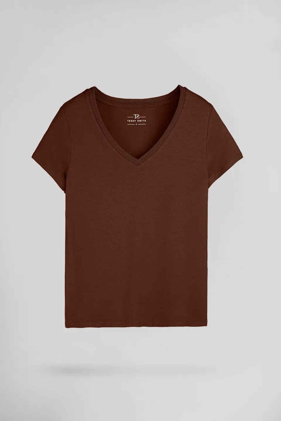 Teddy Smith T-Mia T-Shirt Donna Cioccolato Scollo V