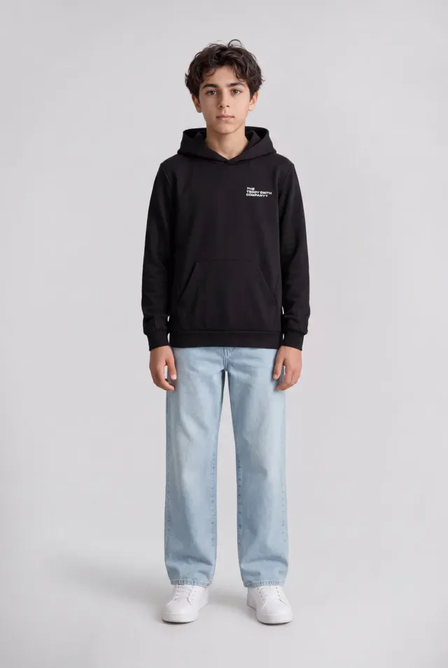 Teddy Smith S-Company Hoody JR felpa cappuccio nero interlock