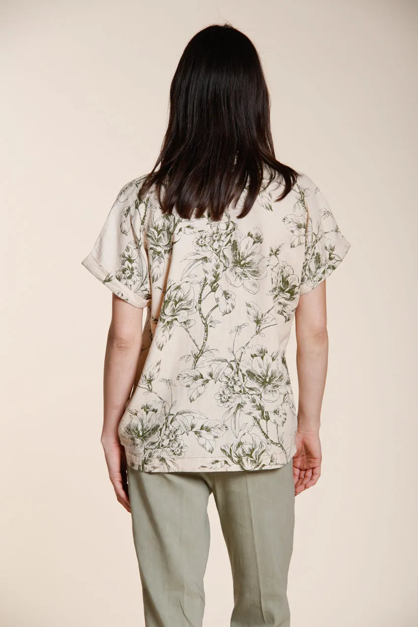 Mason's Livia camicia donna beige fiori lino