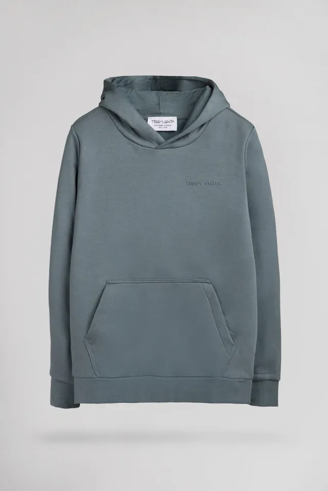 Teddy Smith S-Nark felpa ragazzo cappuccio grigio
