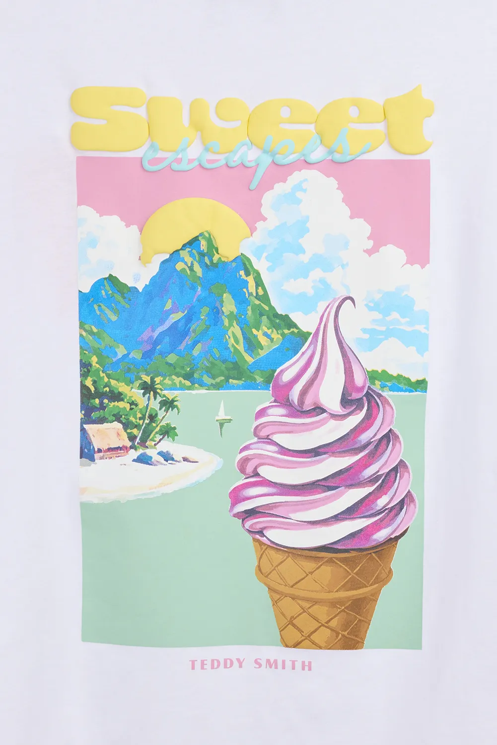Teddy Smith T-Icy MC t-shirt bianca oversize donna