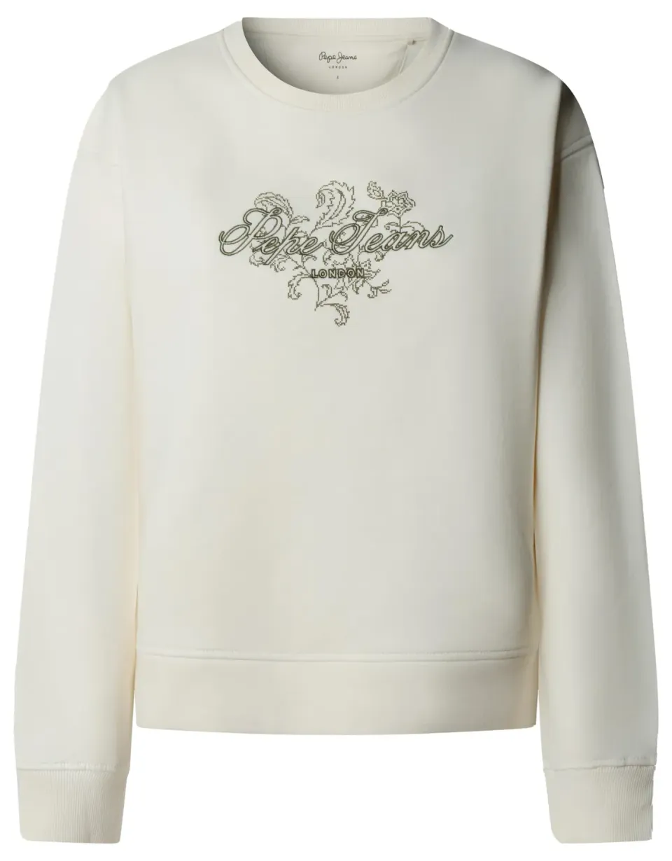 Pepe Jeans Craft Floral Felpa Donna M Blu Cotone