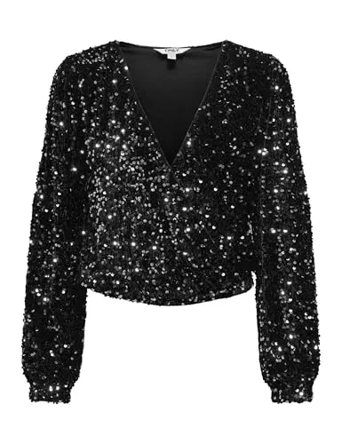 ONLY Onlanika Sequin LS top S finto incrocio