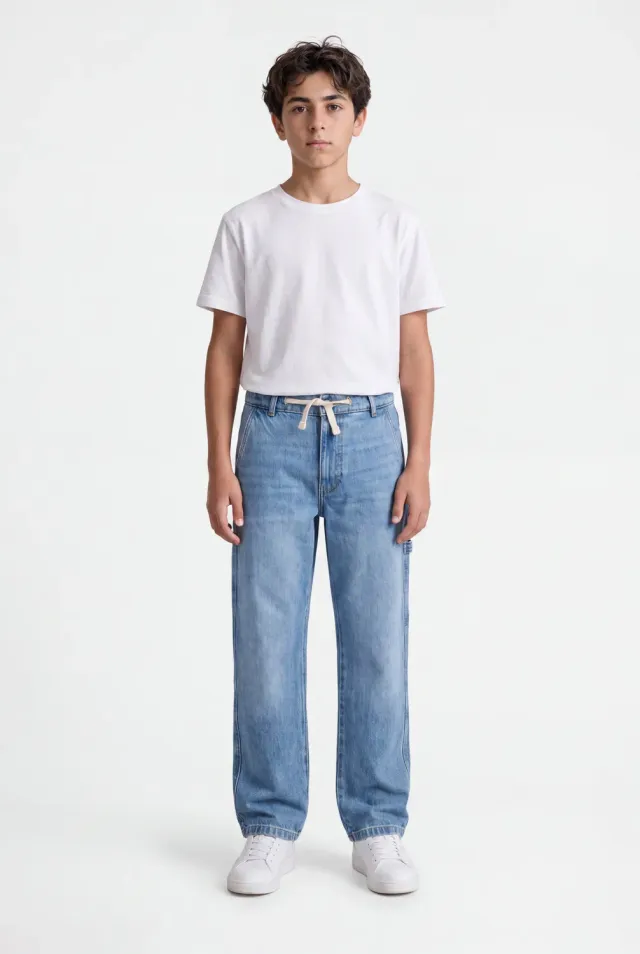 Teddy Smith P-Hunter JR Jeans Bambino Indigo Chiaro Cotone