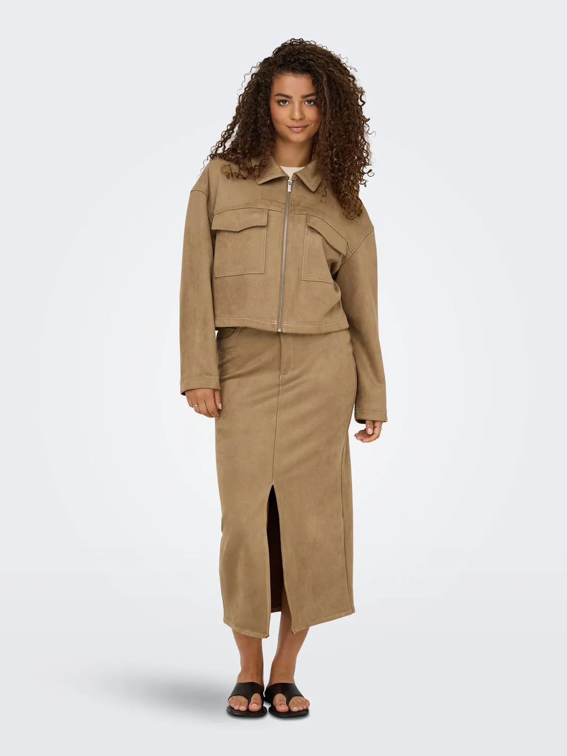 Only Onlstina Giacca Donna M Camoscio Crema