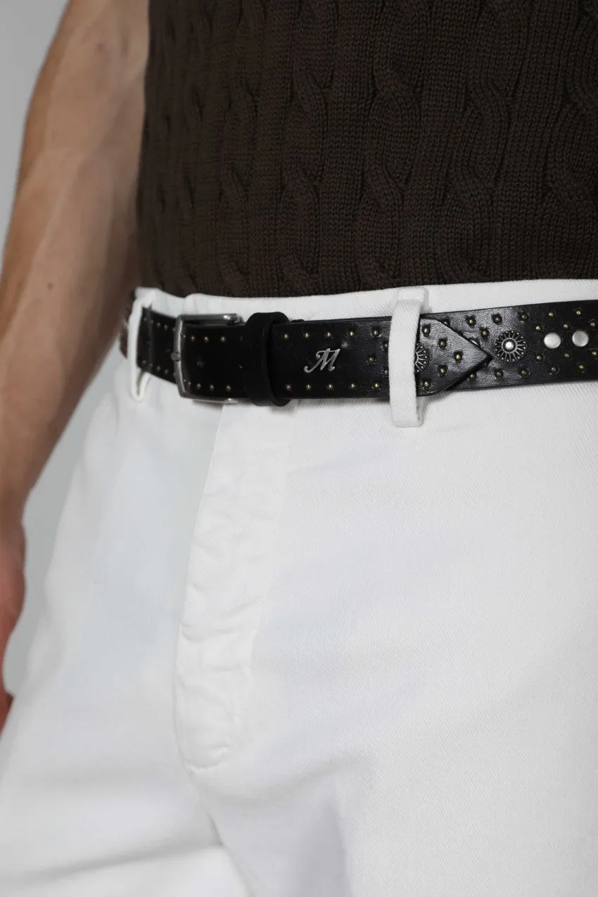 Mason's Boston CINX300 cintura pelle nera borchie