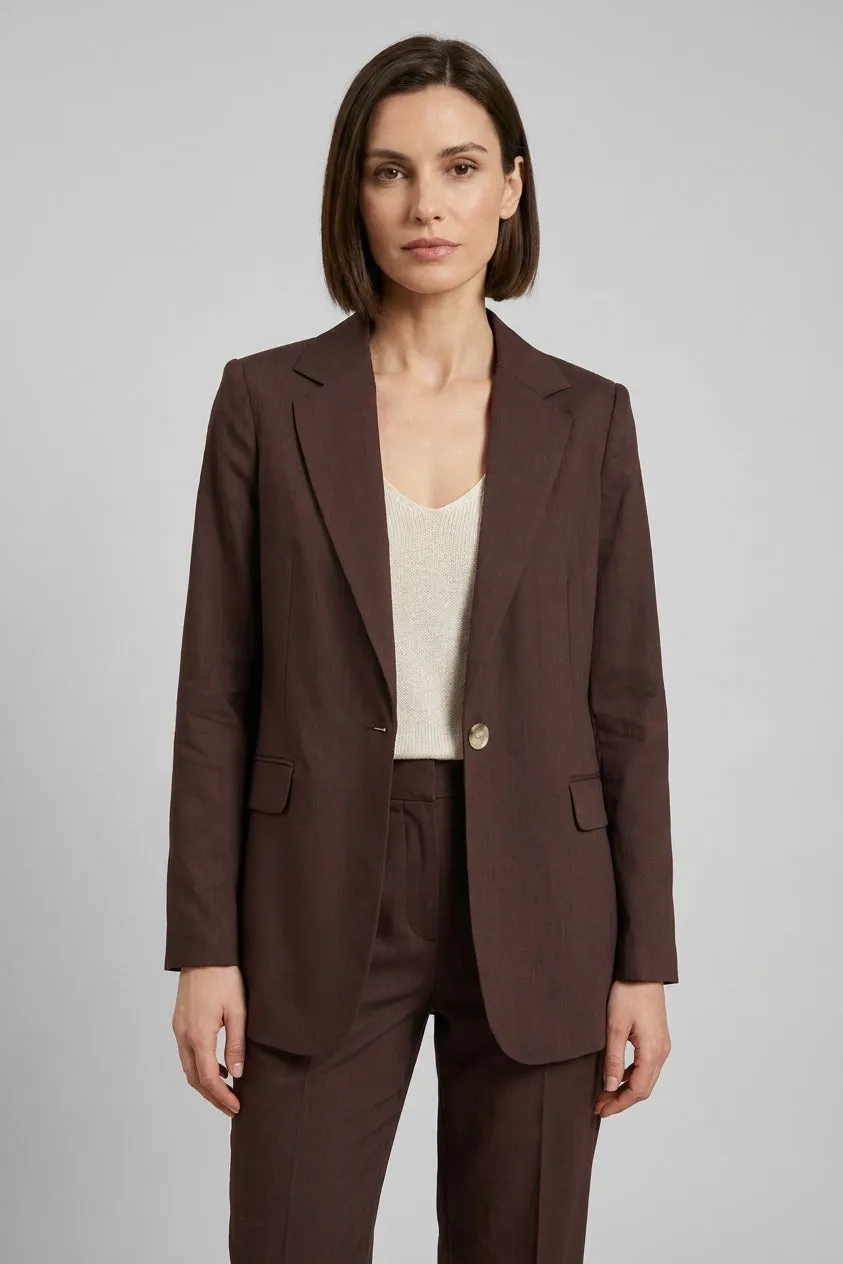 Mason's Irene blazer donna lino viscosa marrone testa di moro