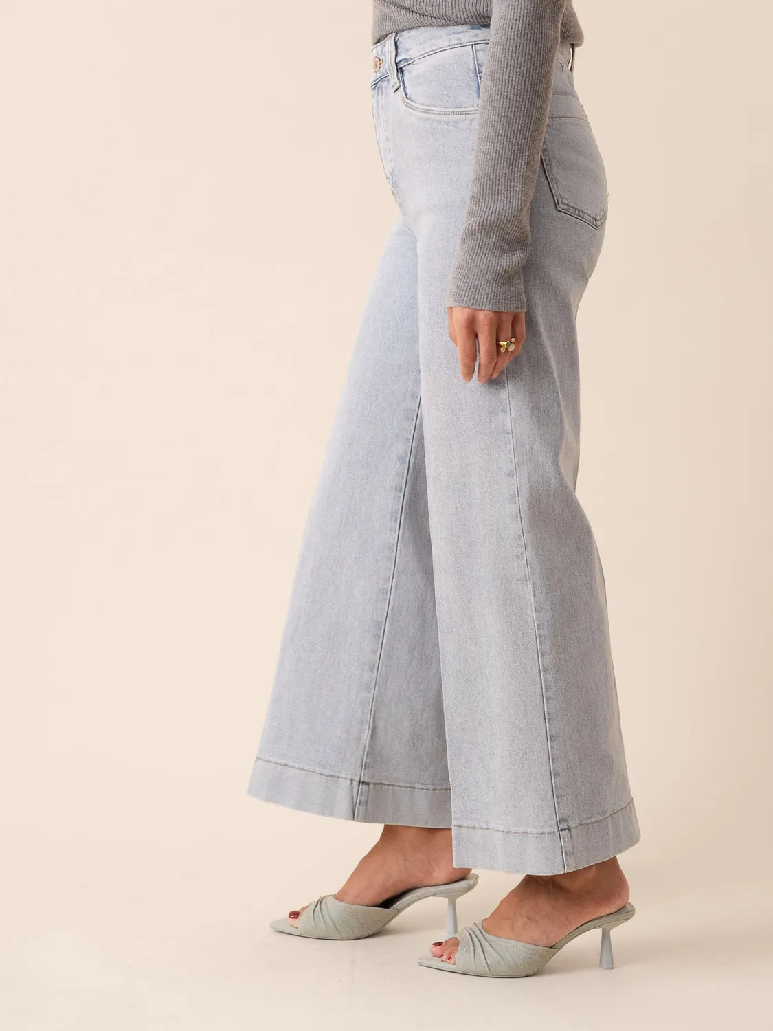 Oraije Basile jeans wide azzurro piega push-up