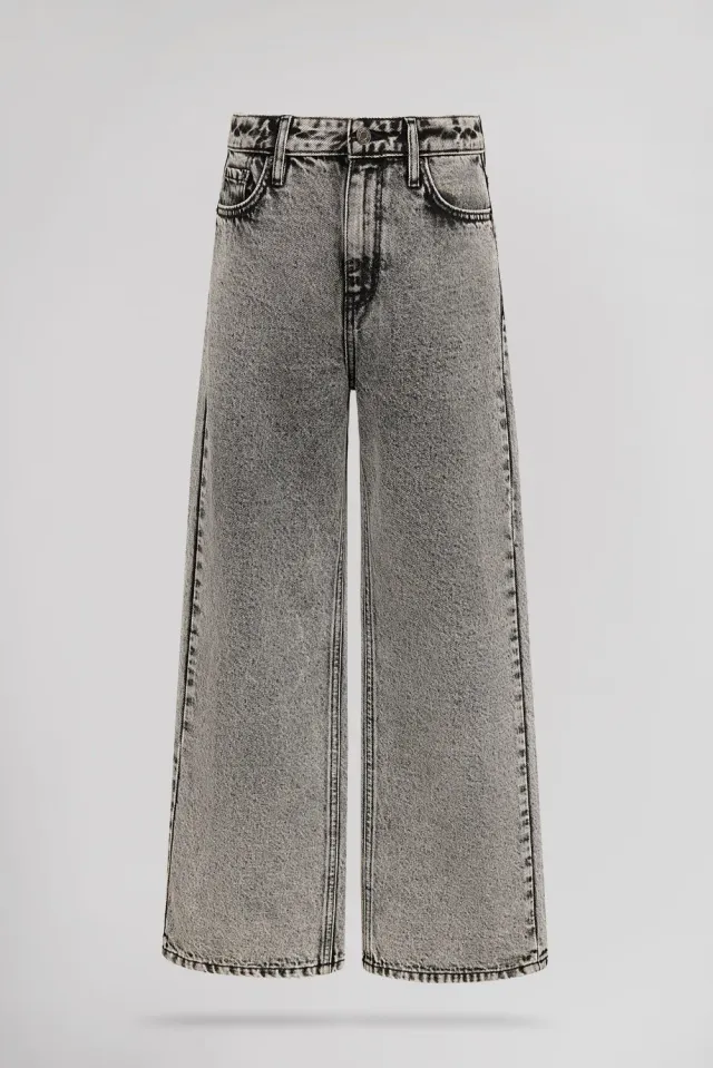 Teddy Smith P-Electra JR jeans largo grigio vita alta