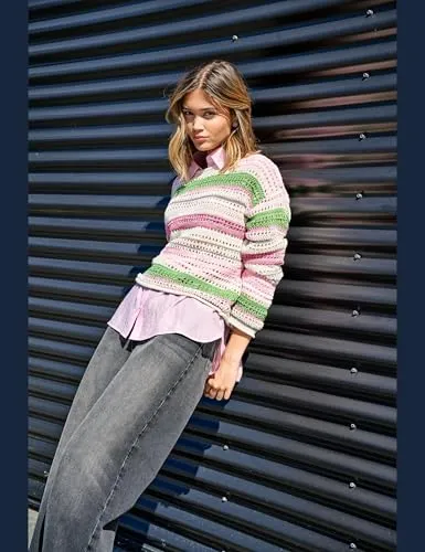 ONLY Onlamelie LS Structure Multi O-Neck maglione betulla S