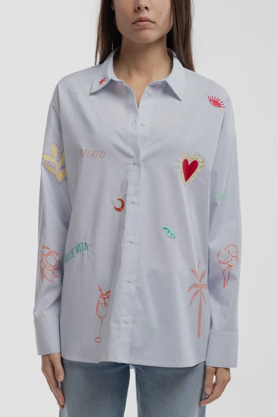 Teddy Smith C-Lyra camicia blu nuvoloso oversize