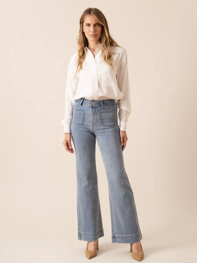 Oraije Elena jeans flare blu chiaro cotone
