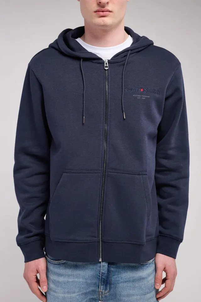 Teddy Smith Giclass Jim HZ felpa zip cappuccio blu navy uomo