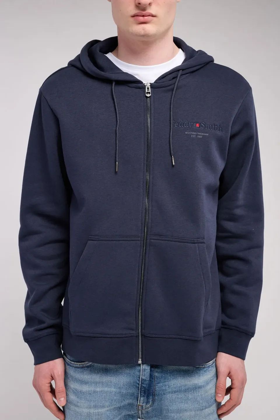 Teddy Smith Giclass Jim HZ felpa zip cappuccio blu navy uomo