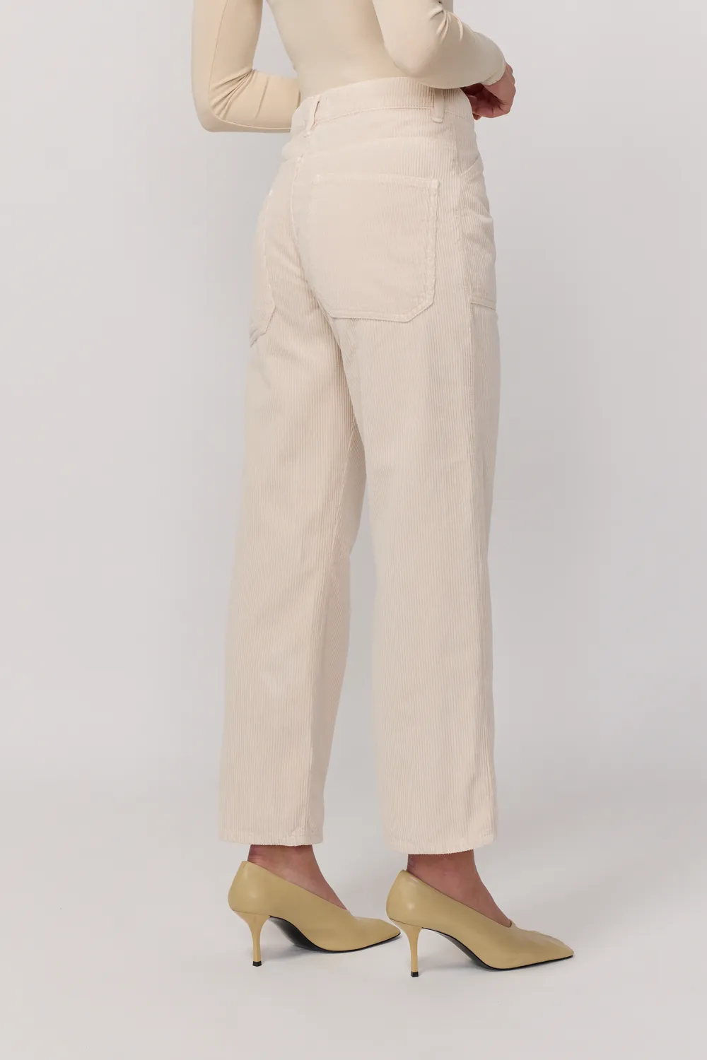 Acquaverde Eddy pantaloni velluto crema vita alta