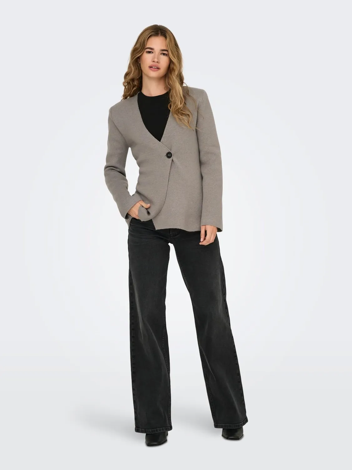 ONLY Onlmyera One Button Cardigan Donna grigio