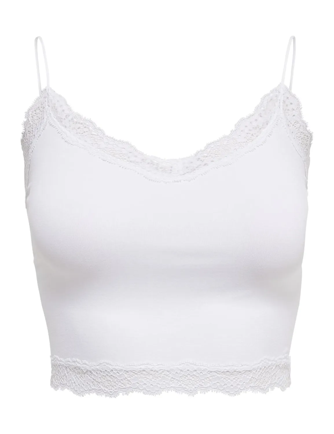 ONLY Onvicky top corto pizzo senza cuciture nero