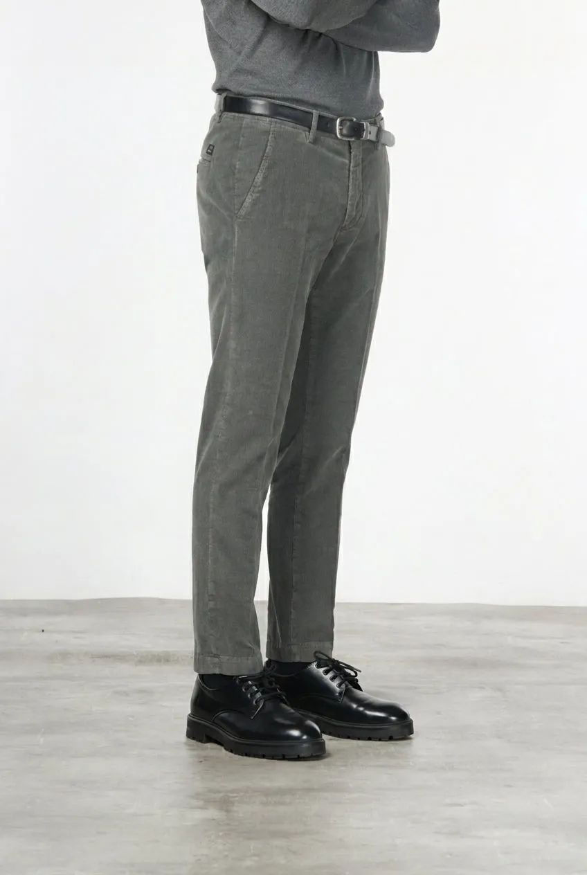 Mason's Torino pantalone chino uomo grigio scuro velluto slim