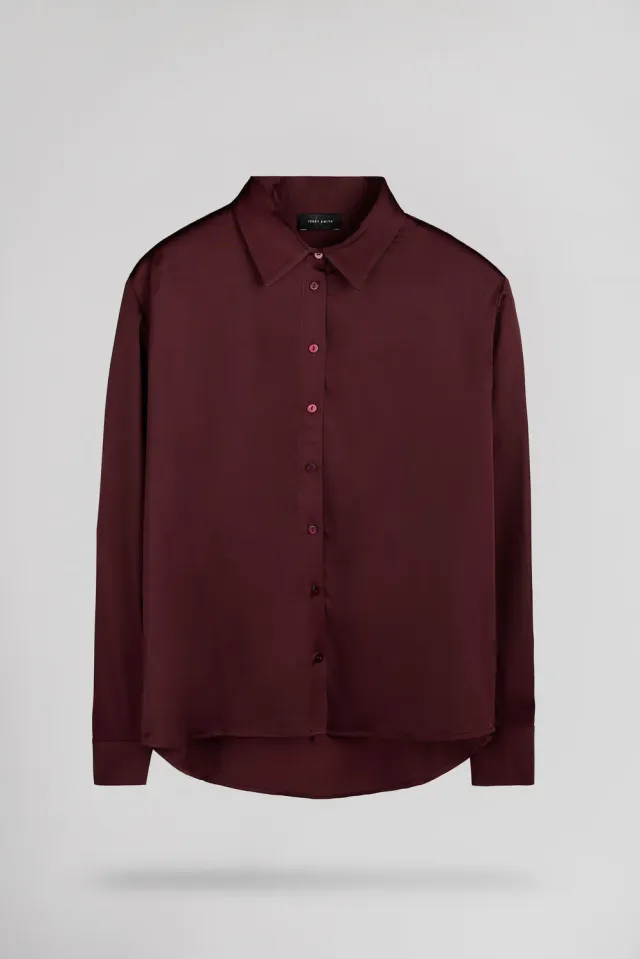 Teddy Smith C-Leo camicia satin bordeaux donna