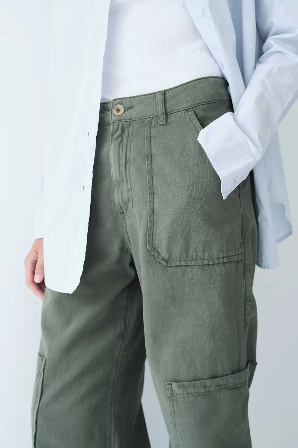 acquaverde Sander Military Kaki pantalone cargo ampio