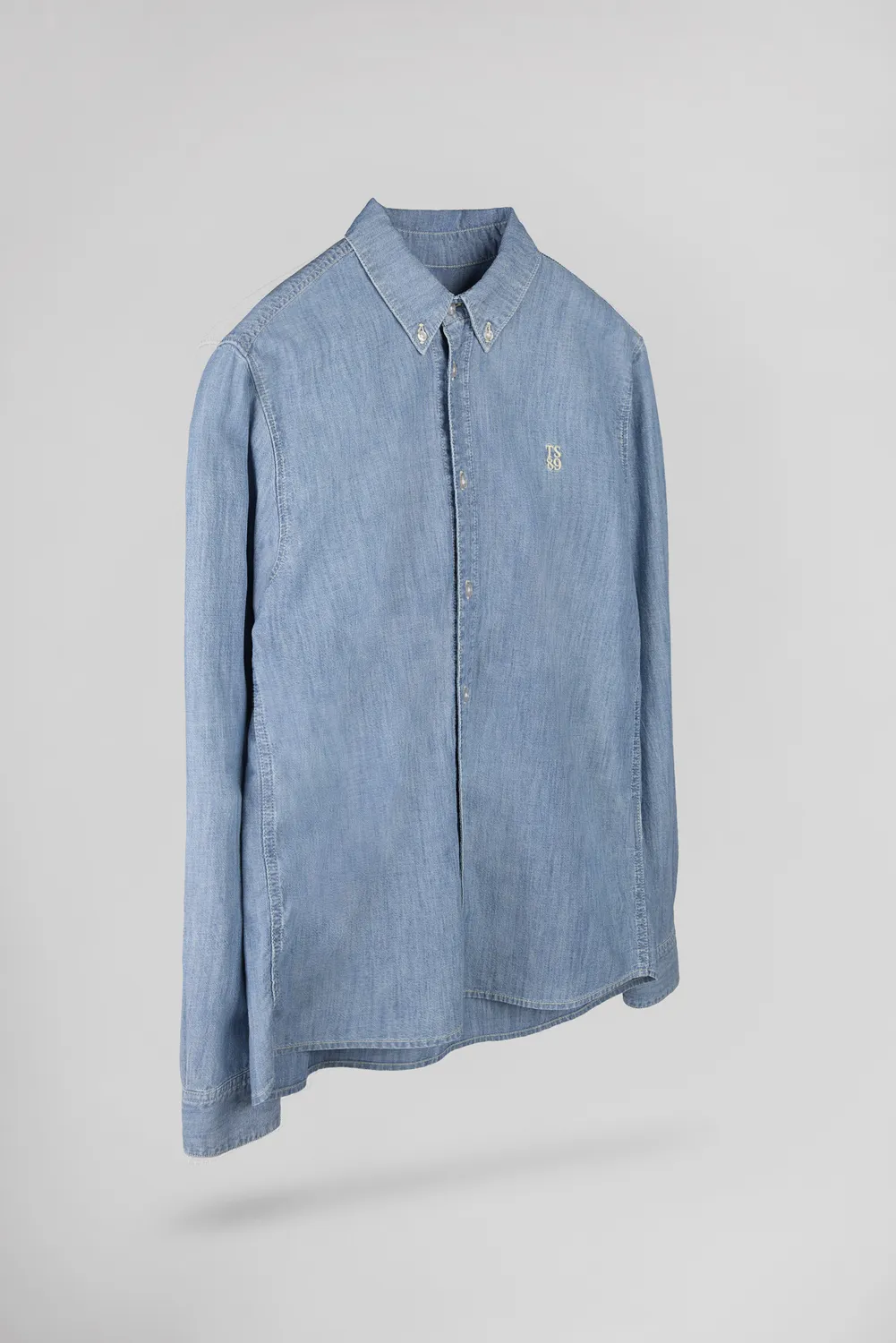 Teddy Smith C-Staner ML camicia chambray indigo chiaro uomo