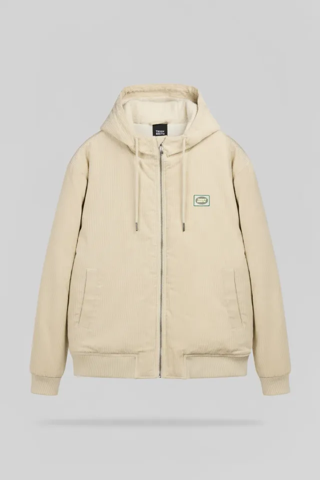 Teddy Smith B-Clement giubbotto beige velluto cappuccio