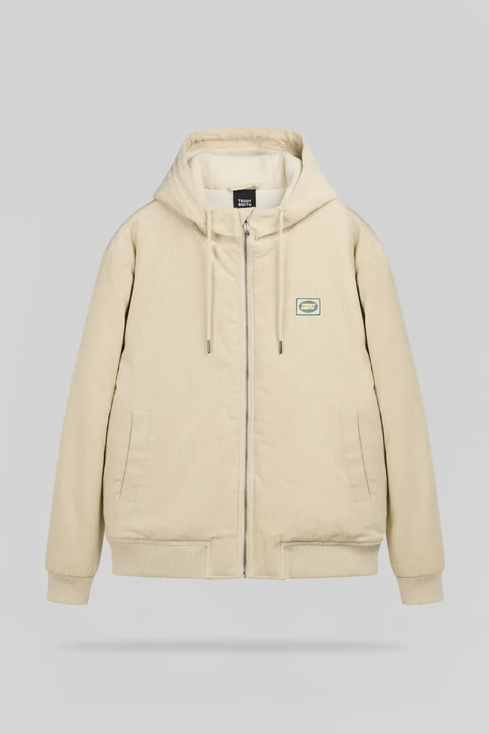 Teddy Smith B-Clement giubbotto beige velluto cappuccio