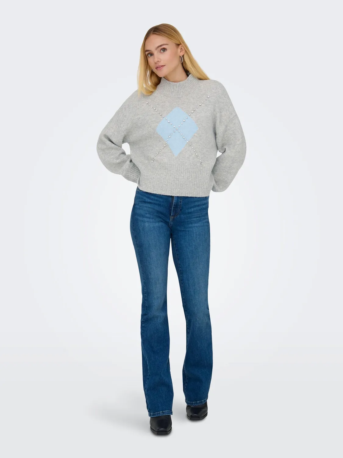 ONLY Onlwakefield Pullover Donna S Grigio Girocollo