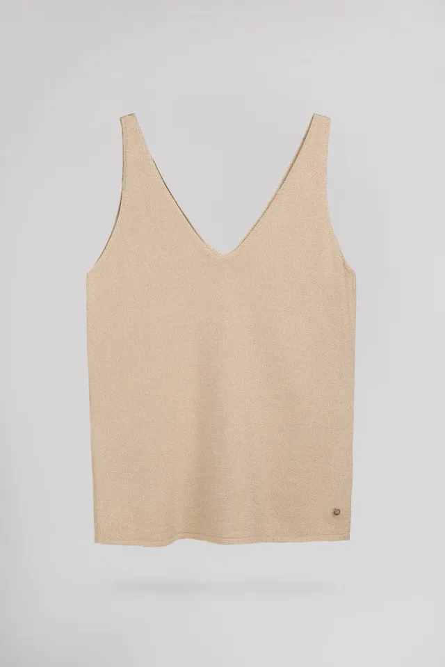 Teddy Smith D-Liza Top Donna Beige Lurex Scollo V