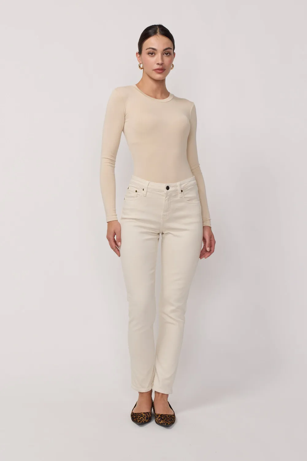 acquaverde Crystal Cream jeans slim vita media