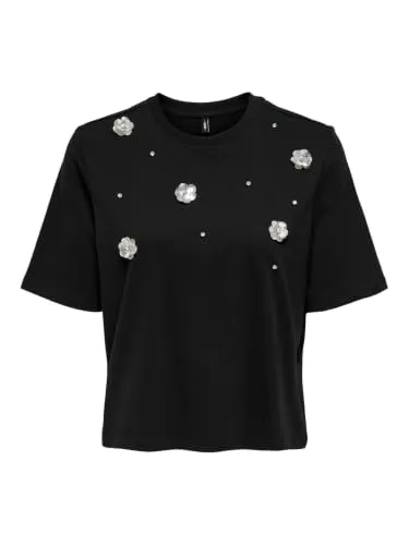 ONLY Onlsilvia Top Maniche Corte Nero