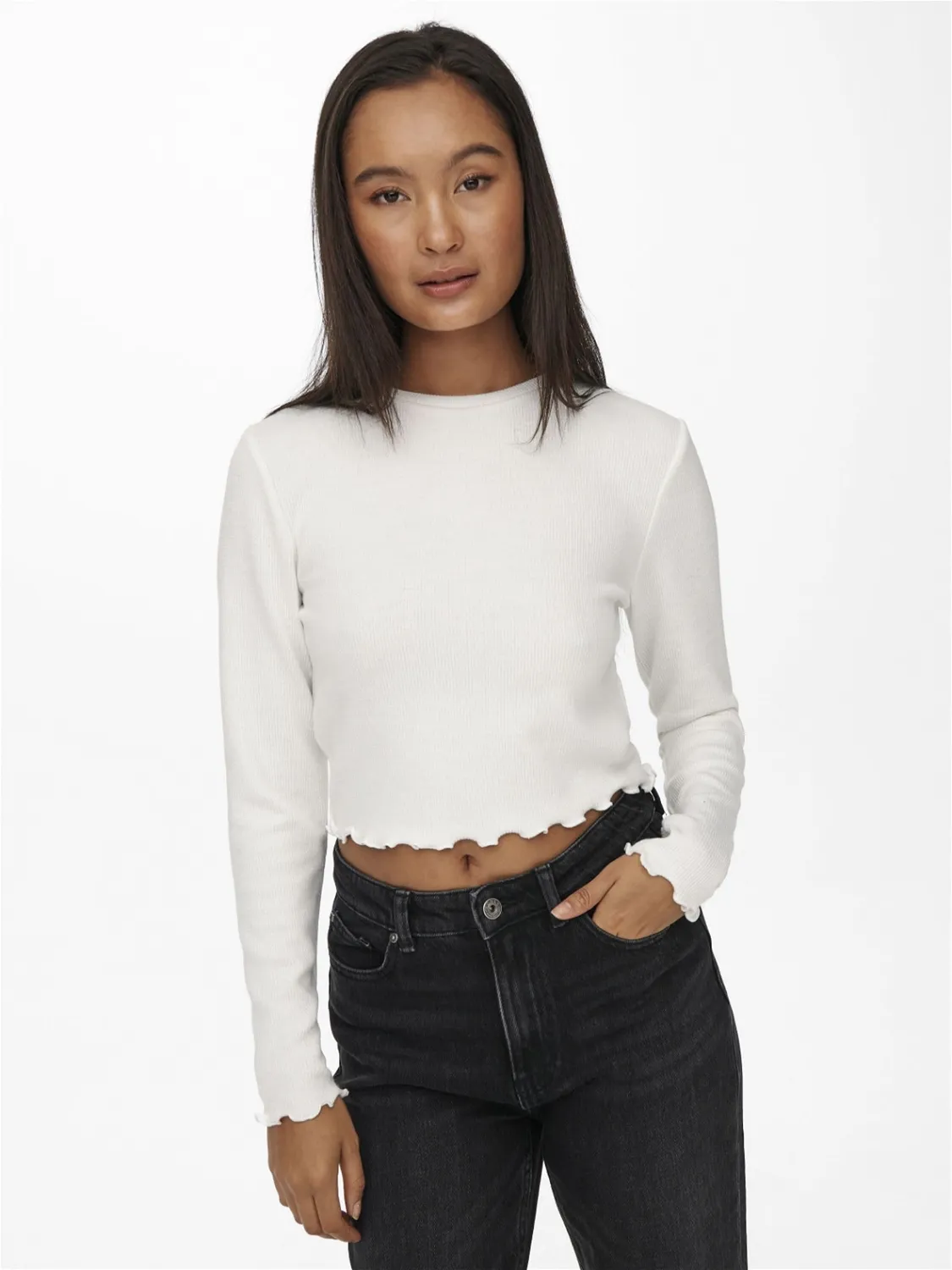 Only Onlkitty Top Cropped Donna L Maniche Lunghe Jersey