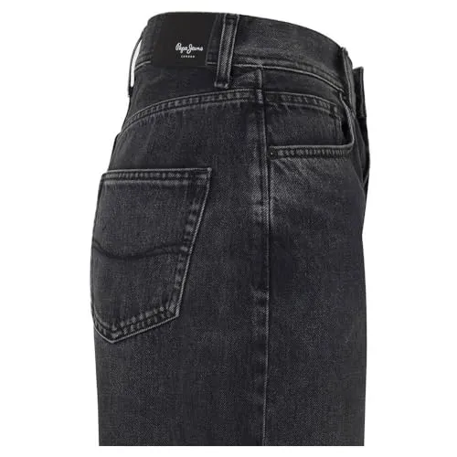Pepe Jeans Addison Jeans Barrel Donna Nero Denim vita alta