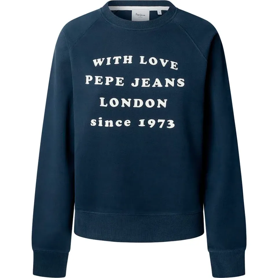 Pepe Jeans Bel Felpa Donna Beige Girocollo Logo