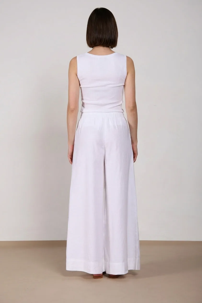Mason's Portofino pantalone donna bianco lino wide leg