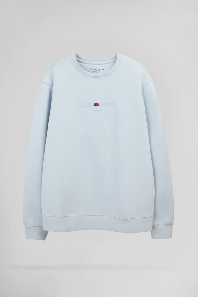 Teddy Smith S-Jim RC Sweat Blu Pastel Cotone Uomo