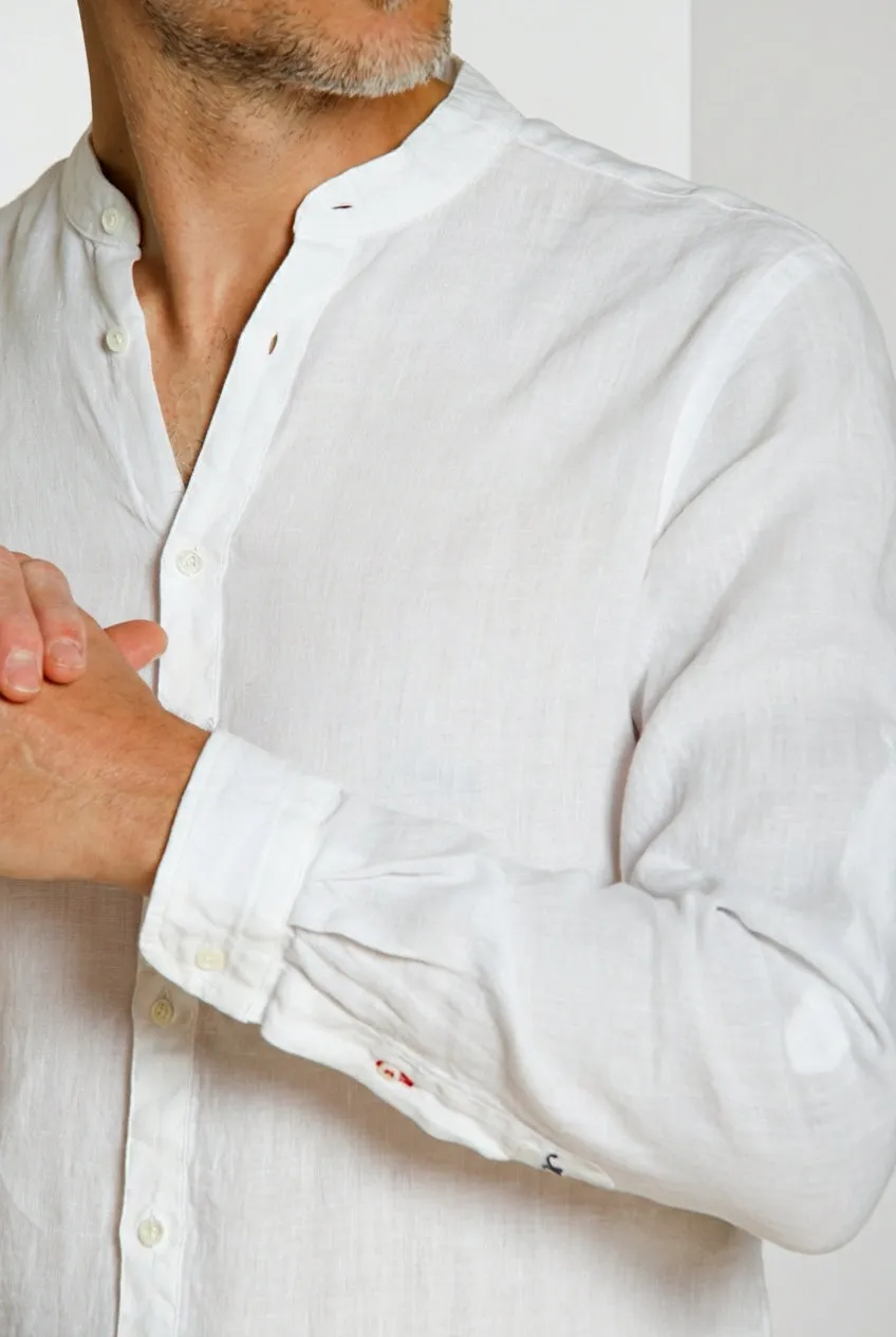 Mason's Porto camicia uomo bianco lino 100%