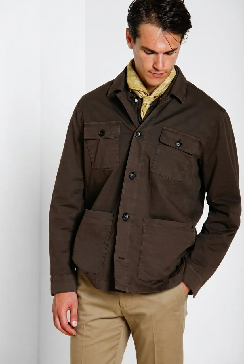 Mason's City giubbotto uomo marrone cotone lino