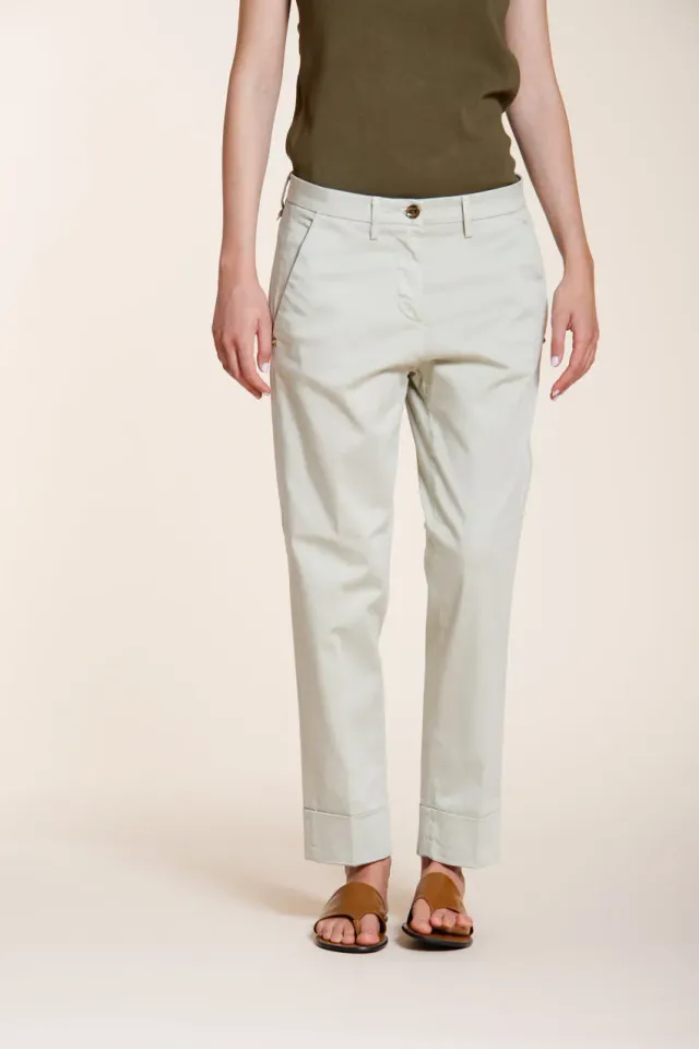 Mason's New York Carrot chino donna grigio perla raso stretch