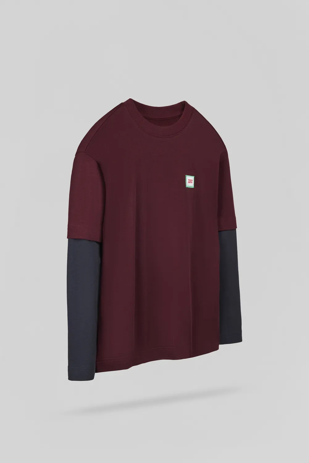 Teddy Smith T-Sly ML t-shirt ragazzo bordeaux maniche lunghe