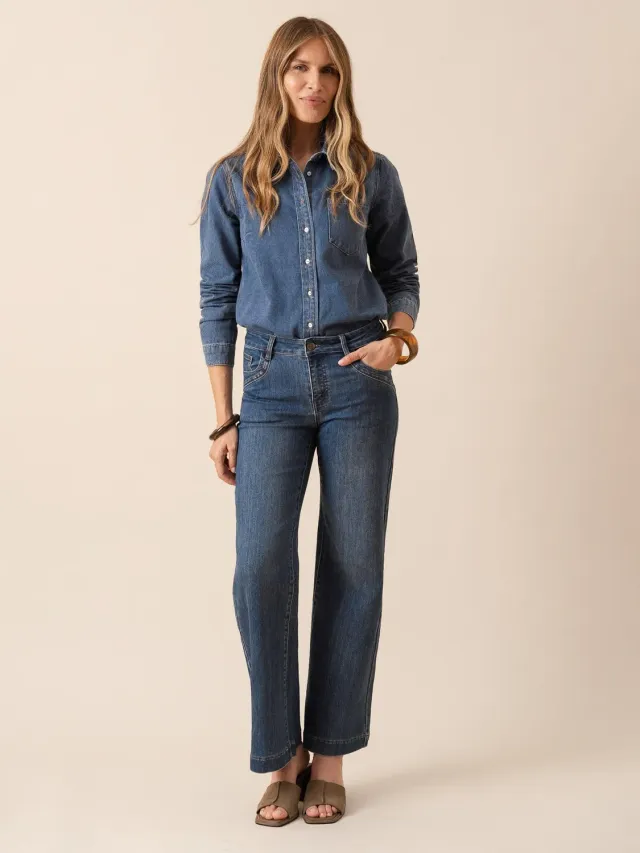 Oraije Lorie jeans flare blu stone in cotone
