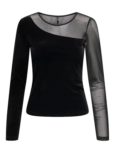 ONLY Onlsmooth Mesh Mix top donna L manica lunga