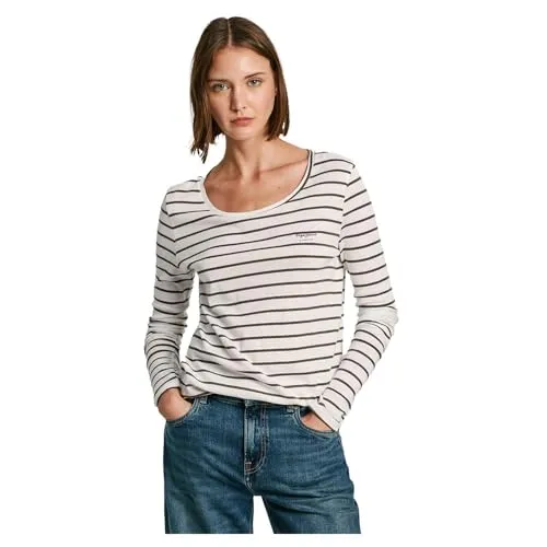 Pepe Jeans Finna T-Shirt Donna M Bianca a Righe